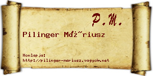 Pilinger Máriusz névjegykártya